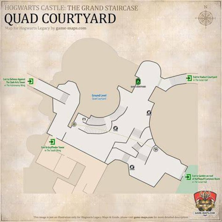 Finding the Quad Courtyard in Hogwarts Legacy